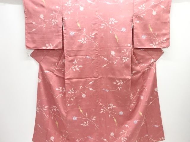 JAPANESE KIMONO / ANTIQUE KIMONO / TAISHO ROMAN STYLE / SILK / WOVEN FLOWERS